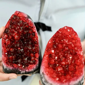 1PC Rare Red Geode Cut Base Cluster .